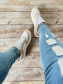 Women Wedge Sneakers - Màu be - Xem 2