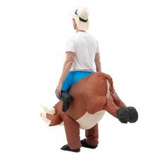 Morph Inflatable Bull Costume Adult, Bull Rider Inflatable Costume, Bucking Bronco Blow Up Bull Rider Costume - Apricot - View 6