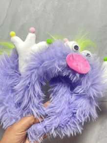 可愛的毛絨怪獸女孩頭帶（隨機顏色） - 彩色 - 查看 1