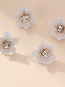 4pcs Dễ thương & Sáng bóng Khối Zirconia  Hoa Bông tai stud Đối với phụ nữ , Thanh tú Phụ kiện Qủa tặng Đối với - những bông hoa - Xem 10