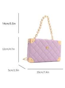 Túi xách hộp trang trí đính đá Rhinestone hình lưới kim cương chần bông chắc chắn có dây đeo xích kim loại, Túi đeo chéo nữ, Quà tặng thời trang - Màu tím - Xem 11