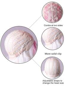 Wig White And Purple Multi-Color Gradient Fashion Wig Female Fringe Whole Head Set Suitable For Festival Wear - Baby Pink - View 7