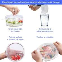 Juego de 24 tapas Herméticas Silicon elásticas Reutilizable tapas Extensible silicona cubiertas silicona  para almacenamiento de alimentos 6 tamaños Diferentes - Multicolor - Ver 4