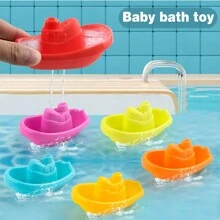 6 piezas de juguetes flotantes para baño de niños, apilables y coloridos, para el baño del bebé, diversión en la playa, interacción en la piscina, juego de agua en verano, conjunto de juguetes flotantes de barcos, color al azar. - Multicolor - Ver 1