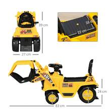 Escavatore per Bambini 3-4 Anni Manuale con Pinza, Pulsante per Suoni e Spazio Portaoggetti Nascosto, in PP e ABS, 83x27x39 cm, Giallo e Nero - Giallo - Visualizzare 4