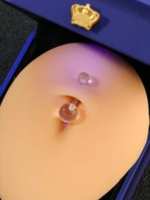 10入組流行水晶透明棒形和圓球肚環,適合女性日常穿著 - 無色 - 查看 5