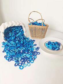 100 件/300 件 Y2K 风格混色迷你发带和发带套装，简约纯色发饰，适合女性日常服装和发型 - 藍色 - 查看 1