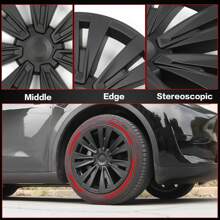 4PCS Wheel Covers For 2020-2023 Tesla Y 19-Inch ABS Hubcap Rim Protectors Whirlwind-Shaped Wheel Trim Covers By IKON MOTORSPORTS. - Model X Gaya Kotak-kotak - Hitam Matte - View 1