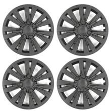 4PCS Wheel Covers For 2020-2023 Tesla Y 19-Inch ABS Hubcap Rim Protectors Whirlwind-Shaped Wheel Trim Covers By IKON MOTORSPORTS. - Model X Gaya Kotak-kotak - Hitam Matte - View 7
