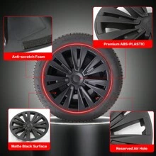 4PCS Wheel Covers For 2020-2023 Tesla Y 19-Inch ABS Hubcap Rim Protectors Whirlwind-Shaped Wheel Trim Covers By IKON MOTORSPORTS. - Model X Gaya Kotak-kotak - Hitam Matte - View 8