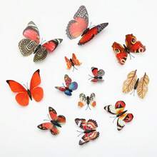 12pcs 3D Butterfly Wall Sticker, Wall Art Butterfly For Home Room Decor - Multicolor - View 12