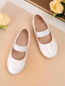 1雙時尚純色珍鞋,適用於女孩,輕盈透氣,適合任何季節行走舒適 - 白色 - 查看 1