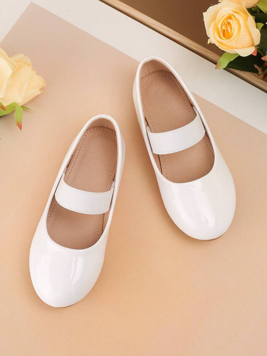 1雙時尚純色珍鞋,適用於女孩,輕盈透氣,適合任何季節行走舒適 - 白色 - 查看 1