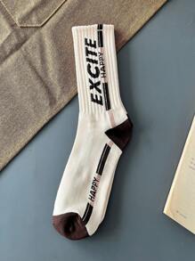 8 Pares De Calcetines Color Café Para Hombres Estadounidenses Para El Invierno, Calcetines Deportivos De Tubo Medio Desodorante Son Adecuados Para Su Uso Diario - Blanco - Ver 8