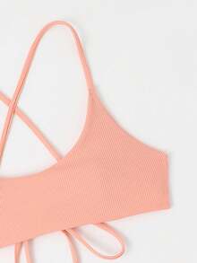 2023 年新款性感纯色女士比基尼套装，时尚比基尼套装夏季 - 粉色 - 查看 6