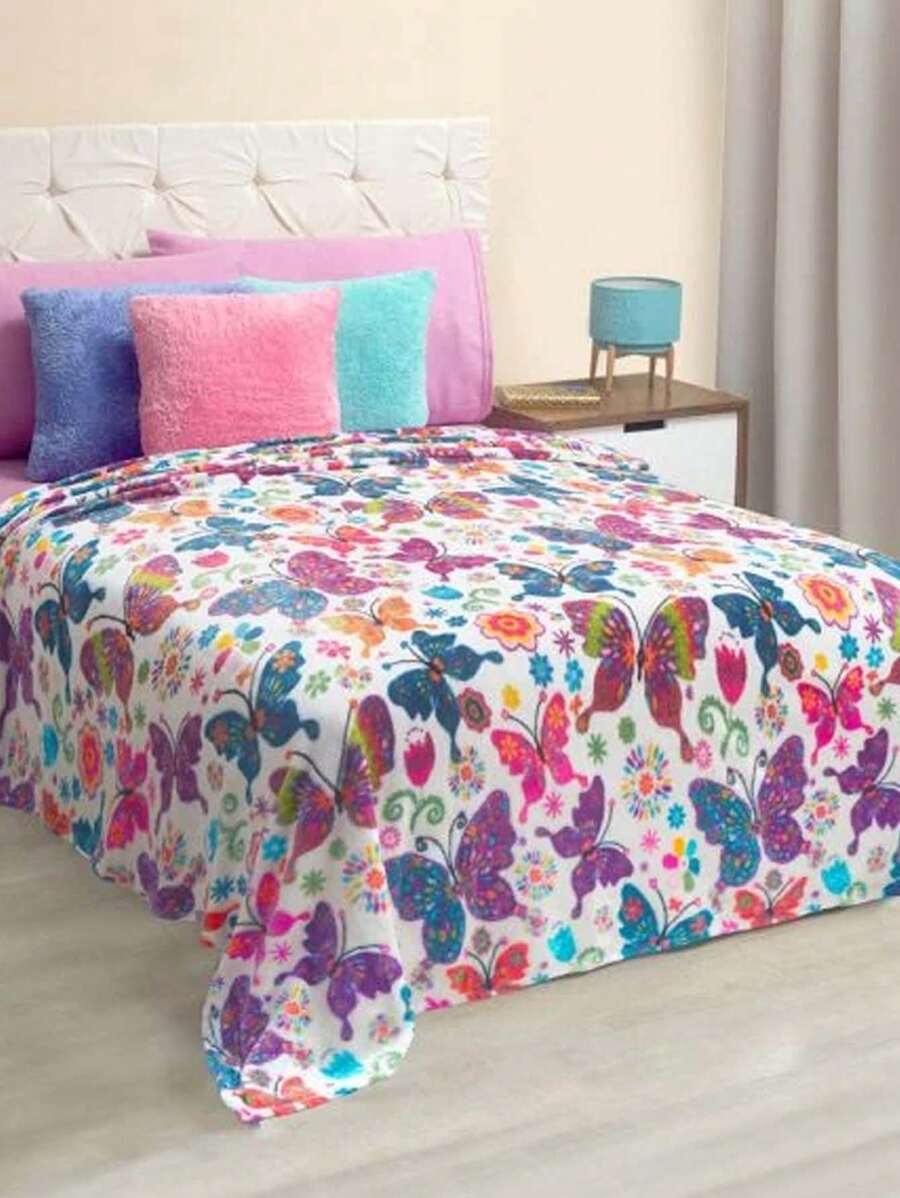 DECO HOGAR Cobertor Ligero Suave Individual - Blanco Multicolor - Ver 1