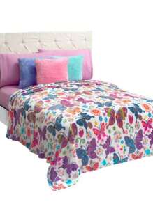 DECO HOGAR Cobertor Ligero Suave Individual - Blanco Multicolor - Ver 2