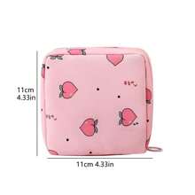 1 pièce Mignon Sac de rangement de serviettes hygiéniques portable à dessin animé en tissu pur grande capacité, sac de maquillage, pochette de soin de la peau, trousse de toilette, cube d'emballage, essentiels de voyage, essentiels de croisière, essentiels de dortoir, cadeaux pour demoiselles d'honneur, cadeaux pour maman, cadeaux d'anniversaire, cadeaux pour amis et enseignants, décoration de maison, décoration de salle de bain, salon, chambre à coucher, organisateur de salle de bain, organisateur de bijoux, organisateur d'huile à lèvres, organisateur de vernis à ongles