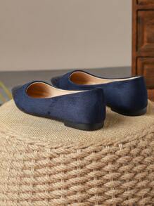 Ballerines noires à bout pointu avec imprimé serpent confortables pour femmes en bleu foncé, parfaites pour les vacances et les voyages. Chaussures basses de couleur unie olive verte décontractées pour l'automne