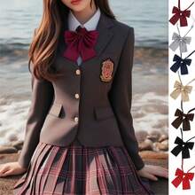 1個女性jk領蝴蝶結,學生制服純黑/酒紅色蝴蝶結,水手領襯衫蝴蝶結大學風配件 - 彩色 - 查看 2