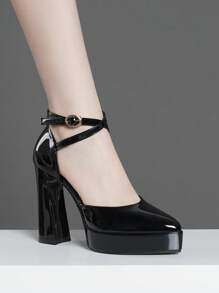 Women's High Heel Hollow Out Pumps, Super High Heel, Available In Pink, Apricot, White, Black, Red, Silver, Gold, Fashionable - Black - View 7