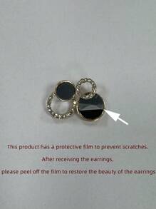 1 Paar Asymmetrische Glänzende Doppelte Kreis Ohrstecker Cut Out Runde Schwarze Ohrstecker Strass Accessoires Für Frauen Ohr Schmuck