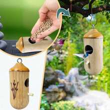 Hummingbird House Bird Wooden Hand Craft Ornament Outdoor Garden Patio Hanging Decor - 木C - 查看 3