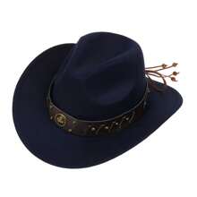 1pc Bull Head Western Cowboy Knitted Hat Gunslinger Felt Cowgirl Unisex Cap With Drooping Brim, Jazz Hat, Horse Riding Hat, Outdoor Camping Warm Gift Hat, Personalized Jazz Hat,  Knitted Hat, Retro Hat, British Style Performing Dance Matching Prop, Adult Texan Cowgirl Hat Fancy Dress Party Accessory Country Western Rancher Jazz Panama Hats Godfather Cap