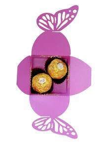 50 piezas Caja de regalos con decoración de mariposas, caja de regalo con mariposas 3D huecas, caja para caramelos y galletas, caja de decoración DIY, suministros para fiesta de boda, cumpleaños, San Valentín, decoración escénica festiva, almacenamiento de chocolates y galletas, suministros de boda, Navidad, San Valentín