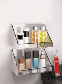 1 件装镜柜化妆品收纳小尺寸盒子，浴室梳妆台收纳架，浴室壁挂对角收纳盒 - 白色 - 查看 4