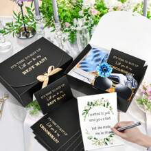 Elegant Groomsmen Boxes - Set Of 8, 10.6x7.9x3.1 Inch Groomsman Gift Boxes With Card And Ribbon, Perfect For Groomsmen Proposal - Black - View 4