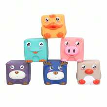 3D Silicone Building Blocks For Baby Sensory Sound Toys Cartoon Animal Number Early Education Soft Puzzle Cube Bath Toy Color Random - Multicolor - View 4