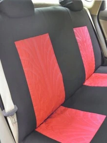 5 Seats Full Set Universal Car Seat Covers, Made Of Polyester Fabric With 4mm Sponge And Compression Technique, With Iron-On Butterfly Pattern, Multiple Colors Available. Suitable For Small And Medium-Sized Cars. - Red - View 4