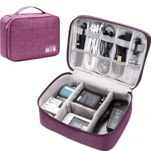1pc 9.45*7.09*3.94Inch Electronics Organizer, Travel Universal Cable Organizer Bag, Waterproof Electronics Accessories Storage Cases, Storage Organizer For Cable, Charger, Phone, USB, SD Card, Hard Drives, Power Bank, Cords Charger Case Office Must Haves Digital Bag Cable Camera Bag Electronic Data Cable Organizer Storage Power Bank Cover For Wallet Travel Camera Bag Women Man Child's Christmas Gifts Essential Teacher Supplies Waterproof Lightweight Large Capacity Portable Accessories - Violet Purple - View 1
