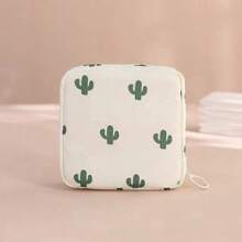 1 pièce Mignon Sac de rangement de serviettes hygiéniques portable à dessin animé en tissu pur grande capacité, sac de maquillage, pochette de soin de la peau, trousse de toilette, cube d'emballage, essentiels de voyage, essentiels de croisière, essentiels de dortoir, cadeaux pour demoiselles d'honneur, cadeaux pour maman, cadeaux d'anniversaire, cadeaux pour amis et enseignants, décoration de maison, décoration de salle de bain, salon, chambre à coucher, organisateur de salle de bain, organisateur de bijoux, organisateur d'huile à lèvres, organisateur de vernis à ongles