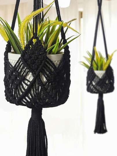 1st handvävd krukahängare, heminredning blomkruka nätkorg för inomhusplantering