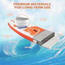 335cm X 76cm X 16cm 11FT Inflatable Paddle Board, Stand Up Paddleboards With Non-Slip Deck, Adjustable Paddle, Hand Pump And Backpack - Coral Orange - View 5