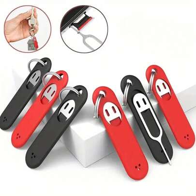 SIM Card Removal Tool With Silicone Protective Case Sim Card Tray Pin Eject Removal Tool Needle Opener Ejector, Suitable For All Phone, Apple And Other Smart Phones, With Removable Key Chain Charm