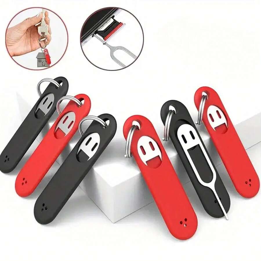 SIM Card Removal Tool With Silicone Protective Case Sim Card Tray Pin Eject Removal Tool Needle Opener Ejector, Suitable For All Phone, Apple And Other Smart Phones, With Removable Key Chain Charm - Multicolor - View 1