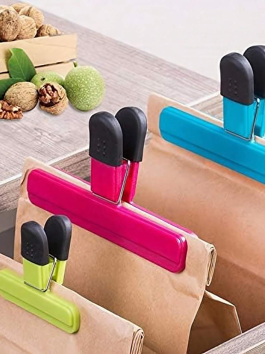 Fermagli per sacchetti di patatine, 15 cm di dimensione grande, assortiti nei colori, pinze di plastica resistenti per sigillare snack e alimenti, forniture scolastiche per il rientro a scuola - Multicolore - Visualizzare 1