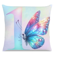 Capa De Almofada Decorativa 45X45  Estampa Digital Letras A-Z Numeros 1-9 BORBORLETA