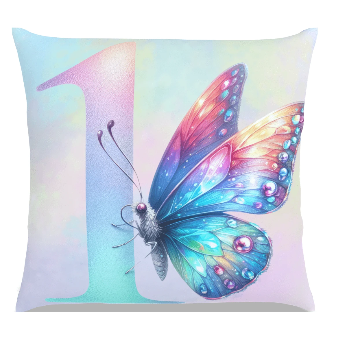 Capa De Almofada Decorativa 45X45  Estampa Digital Letras A-Z Numeros 1-9 BORBORLETA