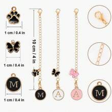 Phụ kiện bùa chữ cái cho cốc, bùa tay cầm chữ tên ID cho cốc thủy tinh 30 40oz, hình tròn có trang trí hình bướm bùa nhận dạng ban đầu (màu hồng), quà tặng Ngày của Mẹ - Bướm hồng & Hồng - Xem 5