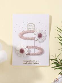 2 buc agrafe de păr cu o singură floare mică de culoare solidă pentru copii cu margine acoperită complet