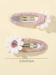 2 buc agrafe de păr cu o singură floare mică de culoare solidă pentru copii cu margine acoperită complet