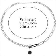 1 件创意嘻哈黑色方形标签吊坠项链，适合男士，嘻哈风格父亲节礼物学校万圣节配饰朋克 - 彩色 - 查看 4