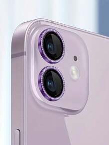 苹果相机镜头保护膜水钻镶嵌镜头保护套生日、家人、朋友礼物闪亮水晶、镜头保护膜、手机配件防水防震防摔防摔防刮防指纹全覆盖 - 紫色 - 查看 4