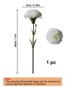 6/12 件人造康乃馨花枝丝绸仿真花适用于葬礼布置婚礼花束墓地花圈 DIY 工艺品 - 白色 - 查看 2