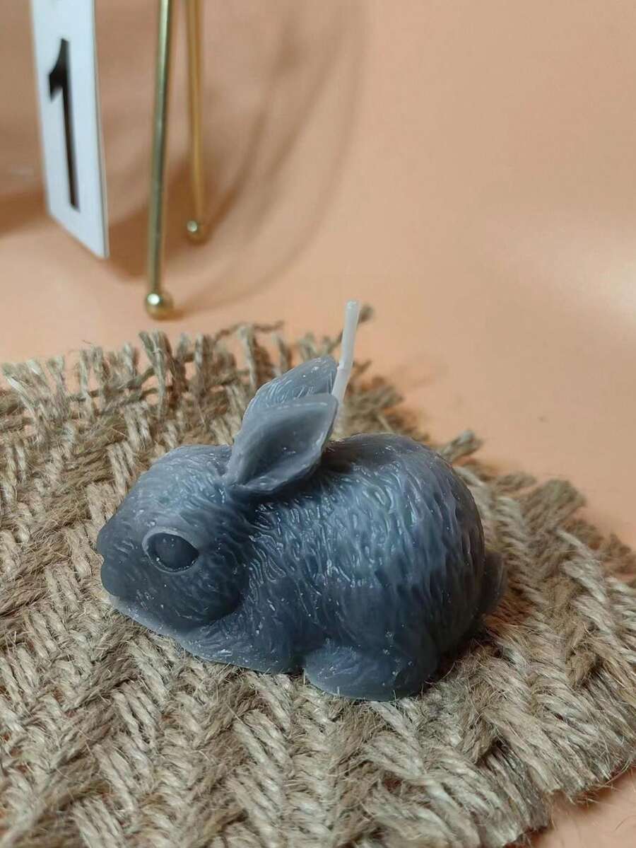 1 Miếng Thủ công Con thỏ Hình dạng Dầu thơm Nến Với Màu sắc Sự khác biệt - Xám - Xem 1