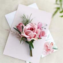 1pc Men Luxury Imitation Fabric Rose Flower Brooch, Groomsmen Boutonniere For Wedding, Prom And Graduation Ceremony Party Decoration Valentine's Day Valentines - A - View 3